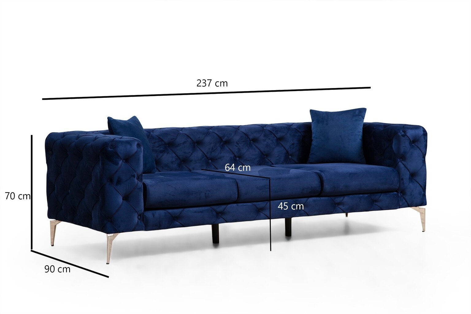 Kolmekohaline diivan Atelier Del Sofa Como, sinine цена и информация | Diivanvoodid ja diivanid | hansapost.ee