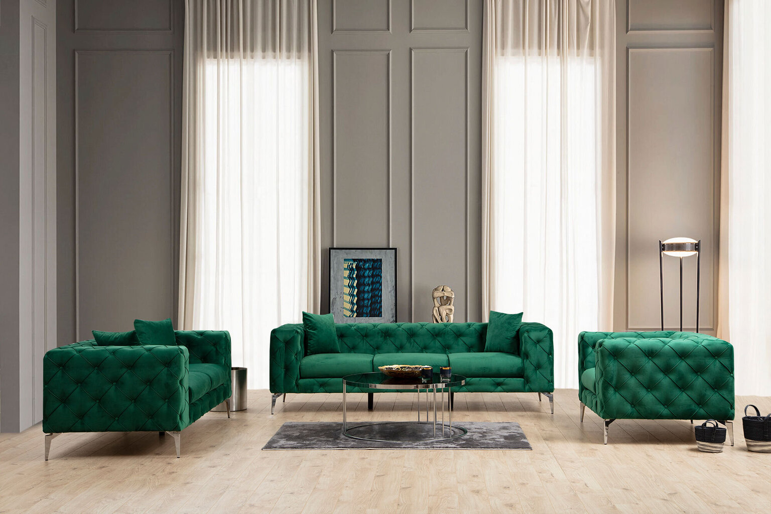 Kahekohaline diivan Atelier Del Sofa Como, roheline цена и информация | Diivanvoodid ja diivanid | hansapost.ee
