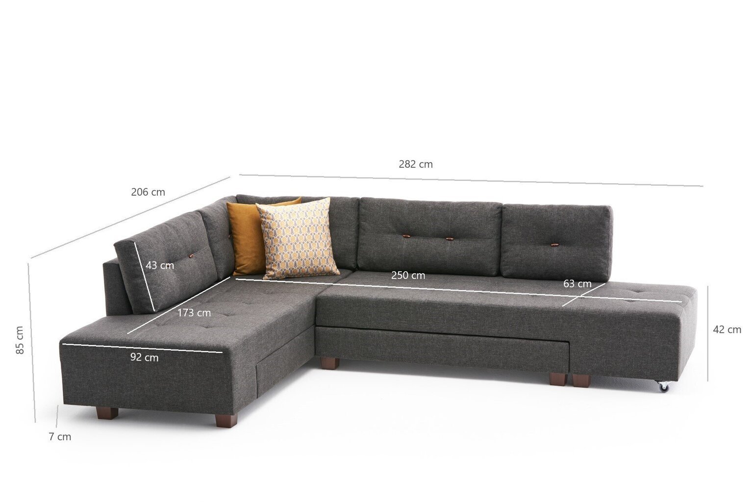 Nurgadiivan Asir Manama Corner Sofa Bed Left, hall hind ja info | Nurgadiivanid ja nurgadiivanvoodid | hansapost.ee