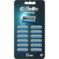 Сменные кассеты Gillette Mach 3, 12 шт. цена и информация | Средства для бритья и косметика | hansapost.ee