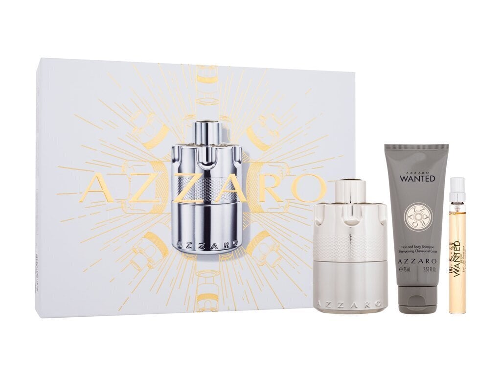 Komplekt Azzaro Wanted meestele: parfüümvesi EDP, 100 ml + šampoon, 75 ml + pihusti, 10 ml цена и информация | Parfüümid meestele | hansapost.ee