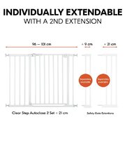 Защитные ворота с удлинением Hauck Clear Step Autoclose 2, 75 - 80 см + 9 см, белый цвет цена и информация | Товары для безопасности детей дома | hansapost.ee