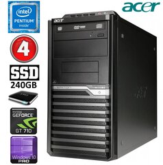 Acer Veriton M4610G MT G630 4GB 240SSD+1TB GT710 2GB DVD WIN10Pro цена и информация | Стационарные компьютеры | hansapost.ee