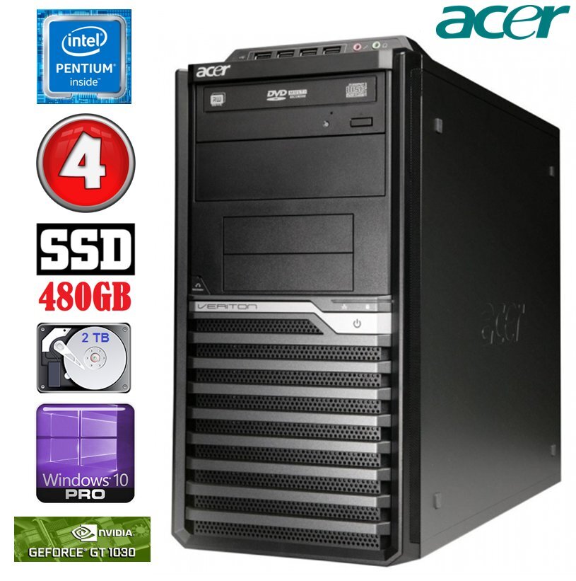 Acer Veriton M4610G MT G630 4GB 480SSD+2TB GT1030 2GB DVD WIN10Pro цена и информация | Lauaarvutid | hansapost.ee