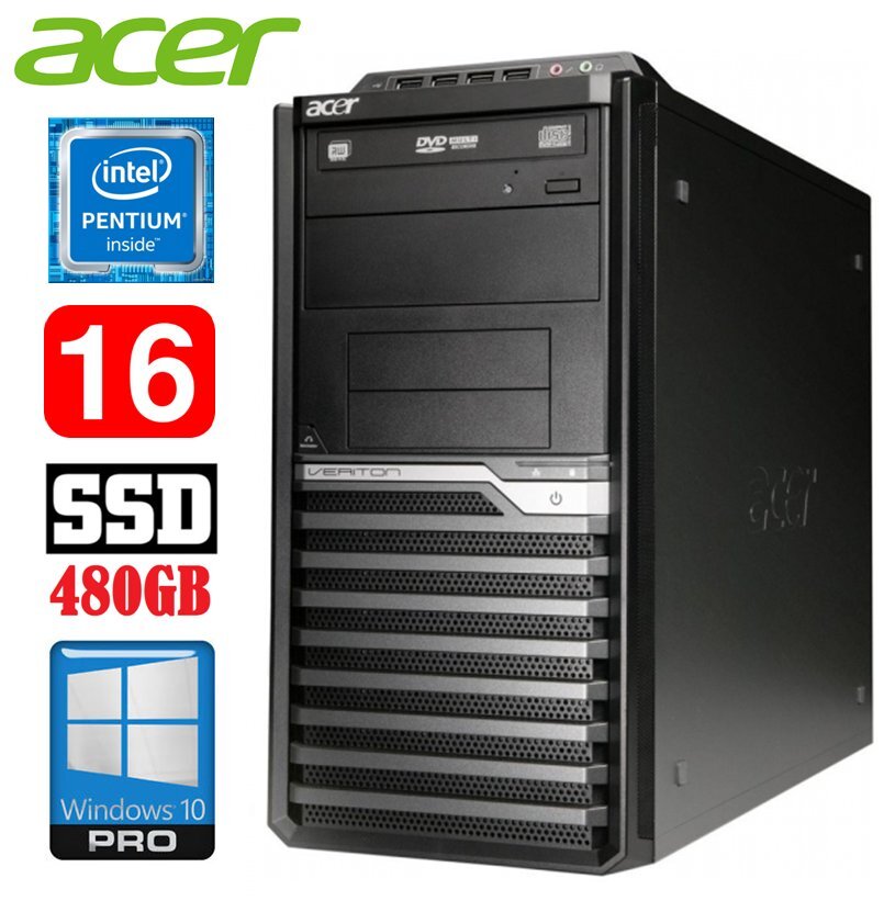 Lauaarvuti Acer Veriton M4610G MT G630 16GB 480SSD DVD WIN10Pro hind ja info | Lauaarvutid | hansapost.ee