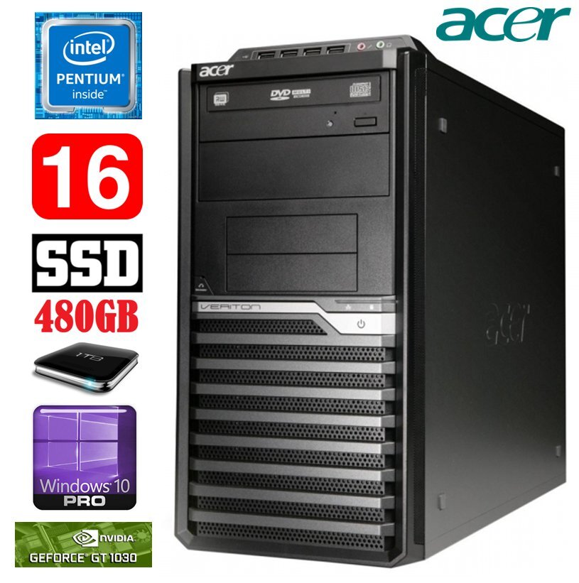 Lauaarvuti Acer Veriton M4610G MT G630 16GB 480SSD+1TB GT1030 2GB DVD WIN10Pro цена и информация | Lauaarvutid | hansapost.ee