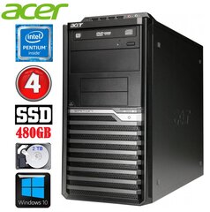 Acer Veriton M4610G MT G630 4GB 480GB+2TB DVD WIN10 hind ja info | Lauaarvutid | hansapost.ee