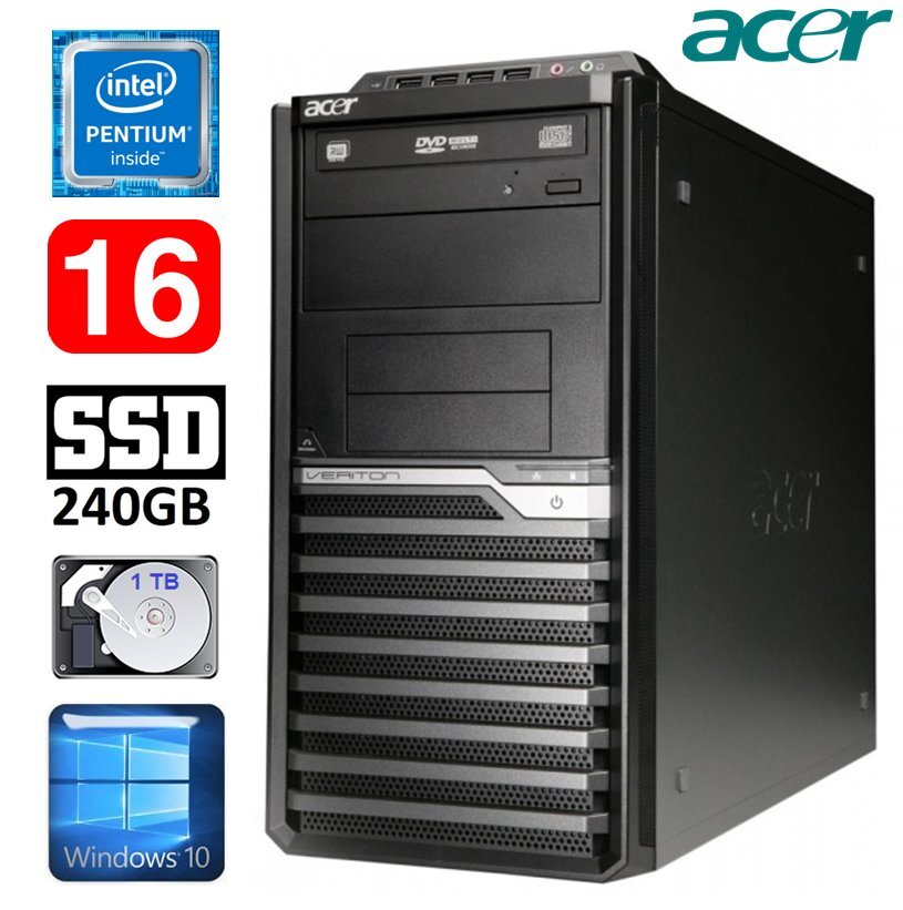 Lauaarvuti Acer Veriton M4610G MT G630 16GB 240GB+1TB DVD WIN10 цена и информация | Lauaarvutid | hansapost.ee