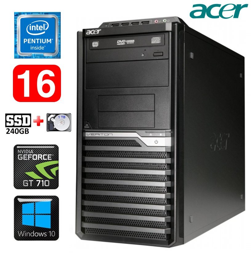 Lauaarvuti Acer Veriton M4610G MT G630 16GB 240SSD+1TB GT710 2GB DVD WIN10 цена и информация | Lauaarvutid | hansapost.ee