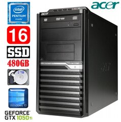 Lauaarvuti Acer Veriton M4610G MT G630 16GB 480SSD+2TB GTX1050Ti 4GB DVD WIN10 hind ja info | Lauaarvutid | hansapost.ee