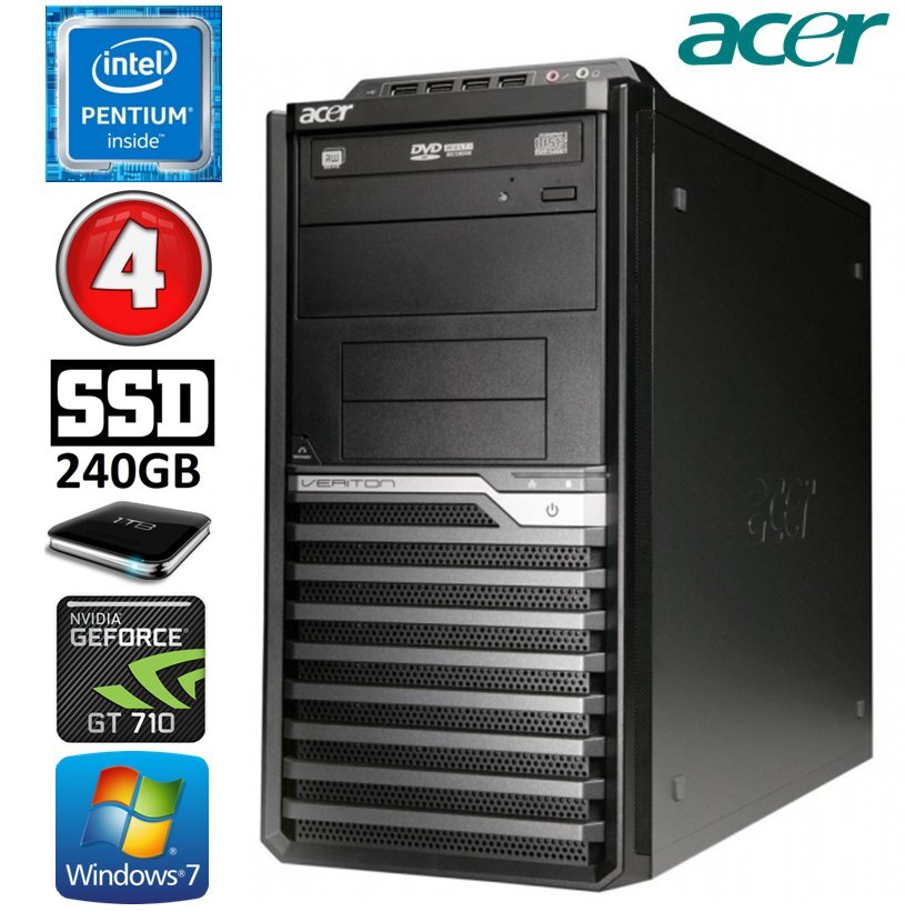 Acer Veriton M4610G MT G630 4GB 240SSD+1TB GT710 2GB DVD WIN7Pro цена и информация | Lauaarvutid | hansapost.ee