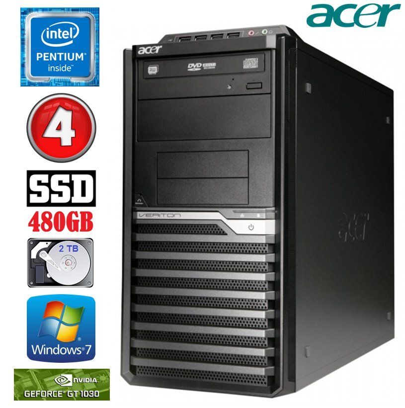 Acer Veriton M4610G MT G630 4GB 480SSD+2TB GT1030 2GB DVD WIN7Pro цена и информация | Lauaarvutid | hansapost.ee