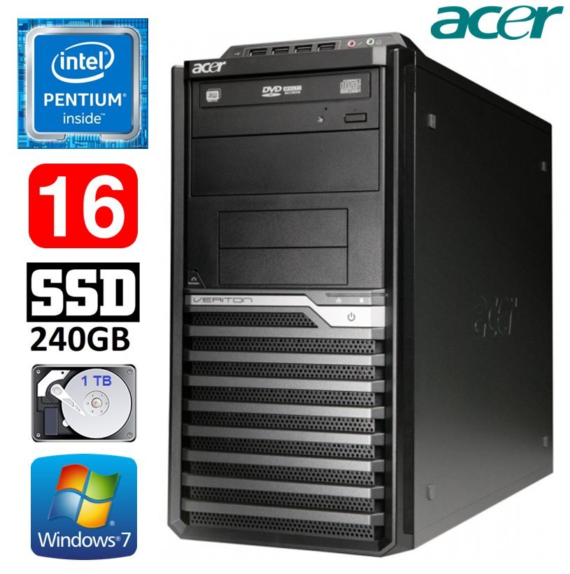 Lauaarvuti Acer Veriton M4610G MT G630 16GB 240GB+1TB DVD WIN7Pro цена и информация | Lauaarvutid | hansapost.ee