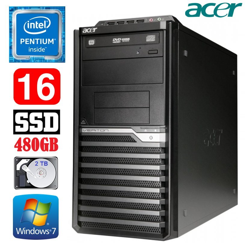 Lauaarvuti Acer Veriton M4610G MT G630 16GB 480GB+2TB DVD WIN7Pro цена и информация | Lauaarvutid | hansapost.ee