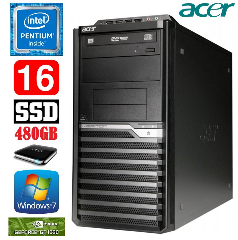 Lauaarvuti Acer Veriton M4610G MT G630 16GB 480SSD+1TB GT1030 2GB DVD WIN7Pro цена и информация | Lauaarvutid | hansapost.ee