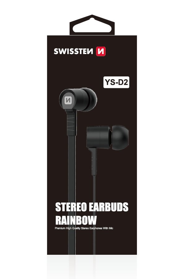 Swissten Earbuds Rainbow YS-D2 Stereo Headset With Microphone 3,5mm / 1.2m Black hind ja info | Kõrvaklapid | hansapost.ee