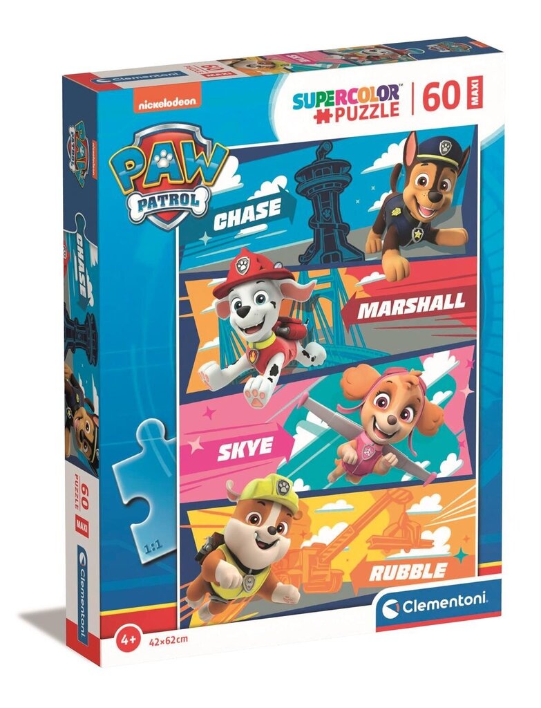 Clementoni pusle 60 maxi SuperKolor Paw Patrol 26592 hind ja info | Pusled lastele ja täiskasvanutele | hansapost.ee