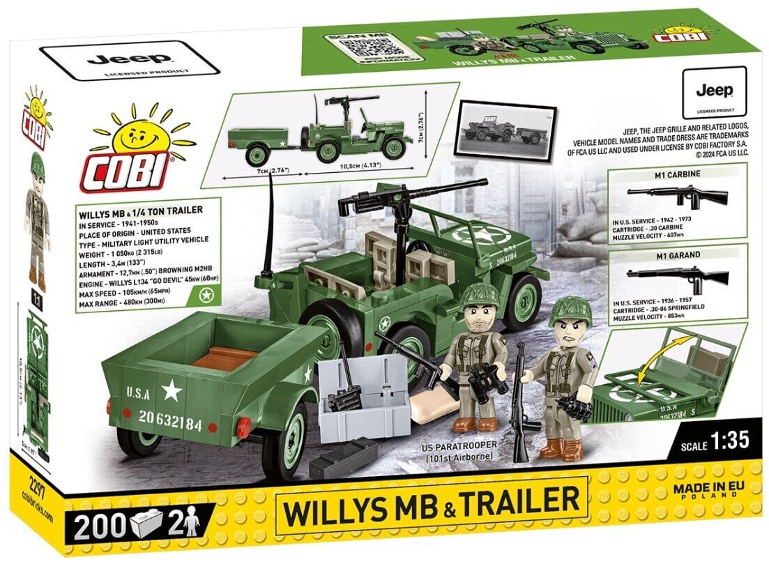 Cobi HC WWII Willys MB ja haagis 200kl 2297 hind ja info | Klotsid ja konstruktorid | hansapost.ee