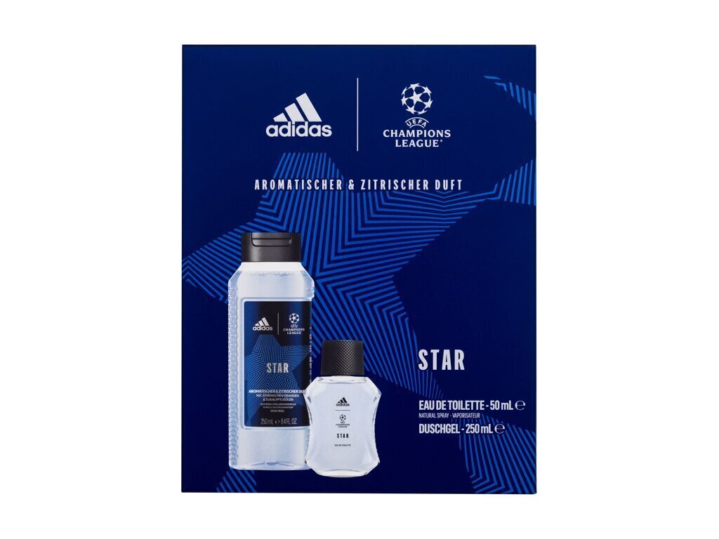 Komplekt Adidas UEFA Champions League meestele: tualettvesi EDT, 50 ml + dušigeel, 250 ml цена и информация | Parfüümid meestele | hansapost.ee