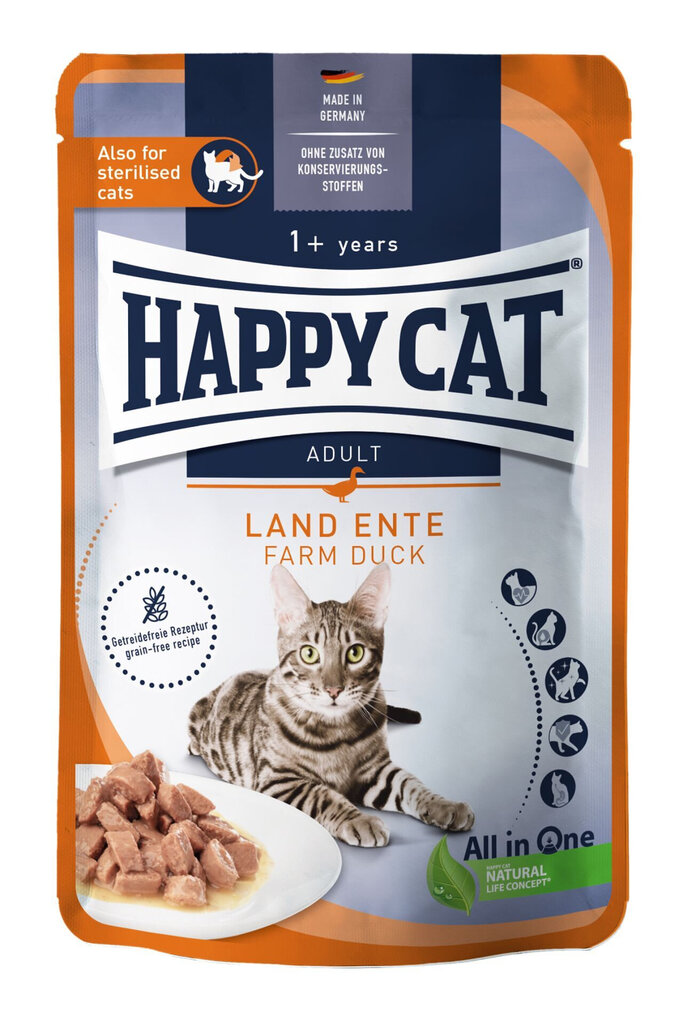 Happy Cat Meat in Sauce - Culinary Land-Ente konserv kassidele, 24х85g цена и информация | Kassikonservid | hansapost.ee