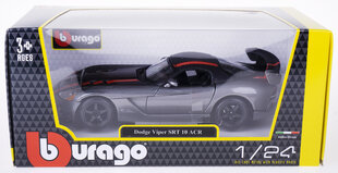 BBURAGO 1:24 Dodge Viper SRT10ACR Grey & RedStripe 22114 hind ja info | Mänguasjad poistele | hansapost.ee