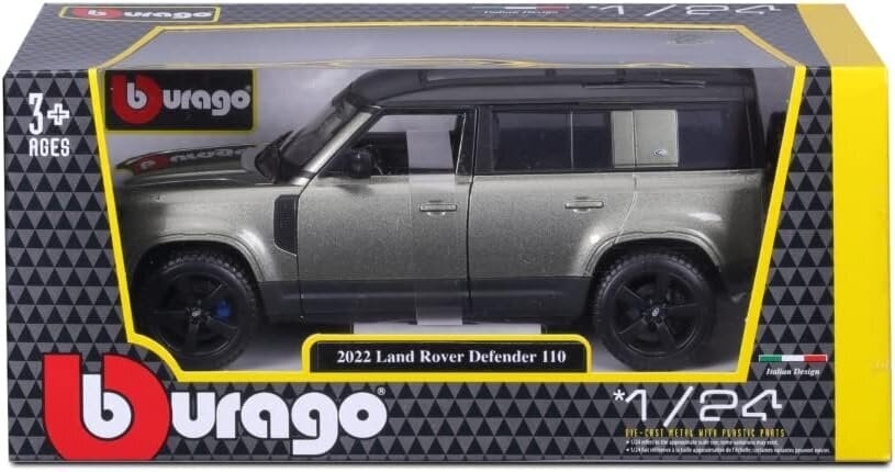 Automudel Bburago Land Rover Defender 2022 Green 21101gn, 1:24 цена и информация | Mänguasjad poistele | hansapost.ee