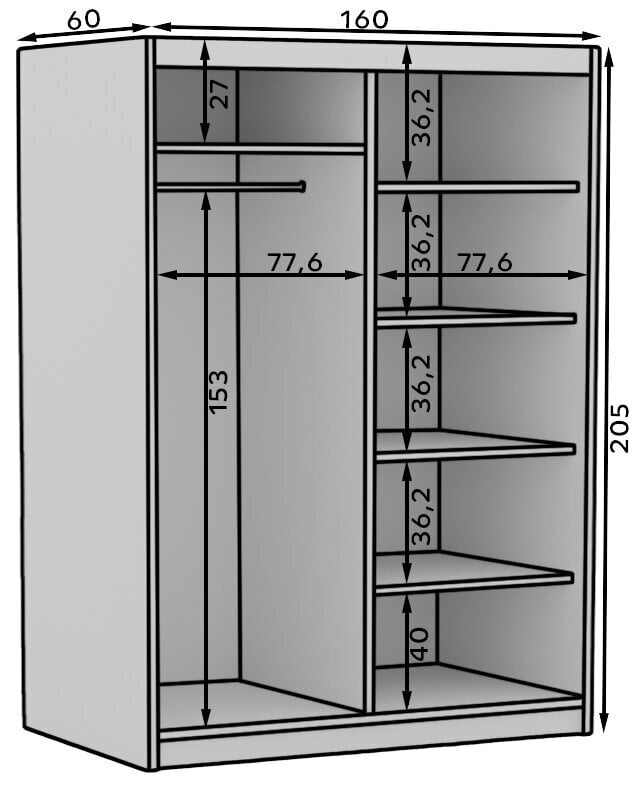 Kapp ADRK Furniture Delia 180, pruun hind ja info | Kapid | hansapost.ee