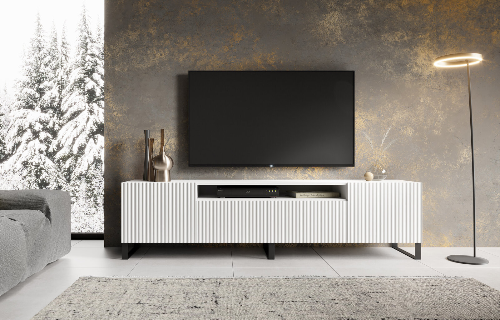Tv-kapp ADRK Furniture Noemi, valge цена и информация | Televiisori alused | hansapost.ee