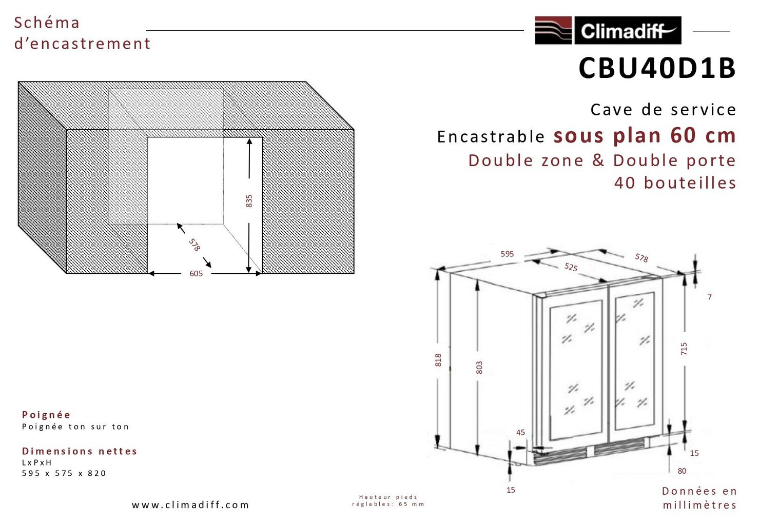 Climadiff CBU40D1B hind ja info | Veinikülmkapid | hansapost.ee