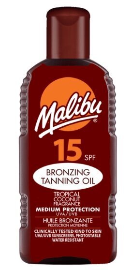 Pruunistav päevitusõli Malibu SPF15, 200 ml hind ja info | Päikesekaitse ja päevitusjärgsed kreemid | hansapost.ee