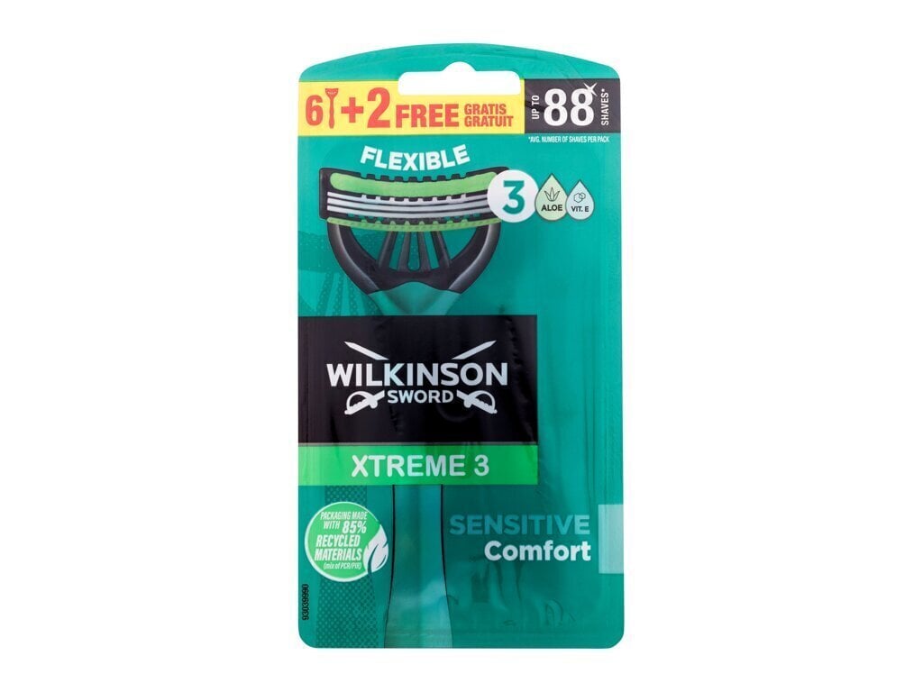 Ühekordsed žiletid Wilkinson Sword Xtreme 3 Sensitive Comfort Razor, 8 tk price and information | Raseerimisvahendid | hansapost.ee