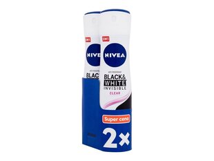 Antiperspirant Nivea Invisible Black & White Clear naistele, 2 tk. hind ja info | Deodorandid | hansapost.ee