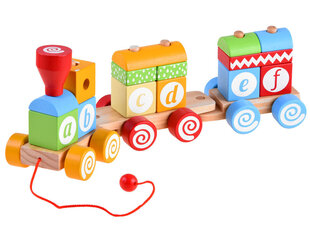 Развивающий деревянный паровозик с буквами ЗА4116, 10 д. цена и информация | Игрушки для малышей | hansapost.ee