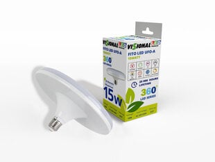 LED pirn taimedele Visional Premium Е27 Ufo / Phyto pirn / 15W / 270° / PF 0,5 / 28,39 µmol/s / täisspekter / ei virvenda hind ja info | Nutipotid ja taimelambid | hansapost.ee