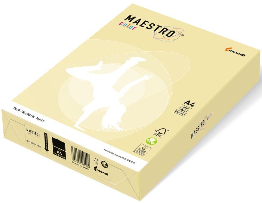 Värviline paber Maestro Color, 80g/m2, A4, 500 lehte, helekollane (Yellow) hind ja info | Vihikud, märkmikud ja paberikaubad | hansapost.ee