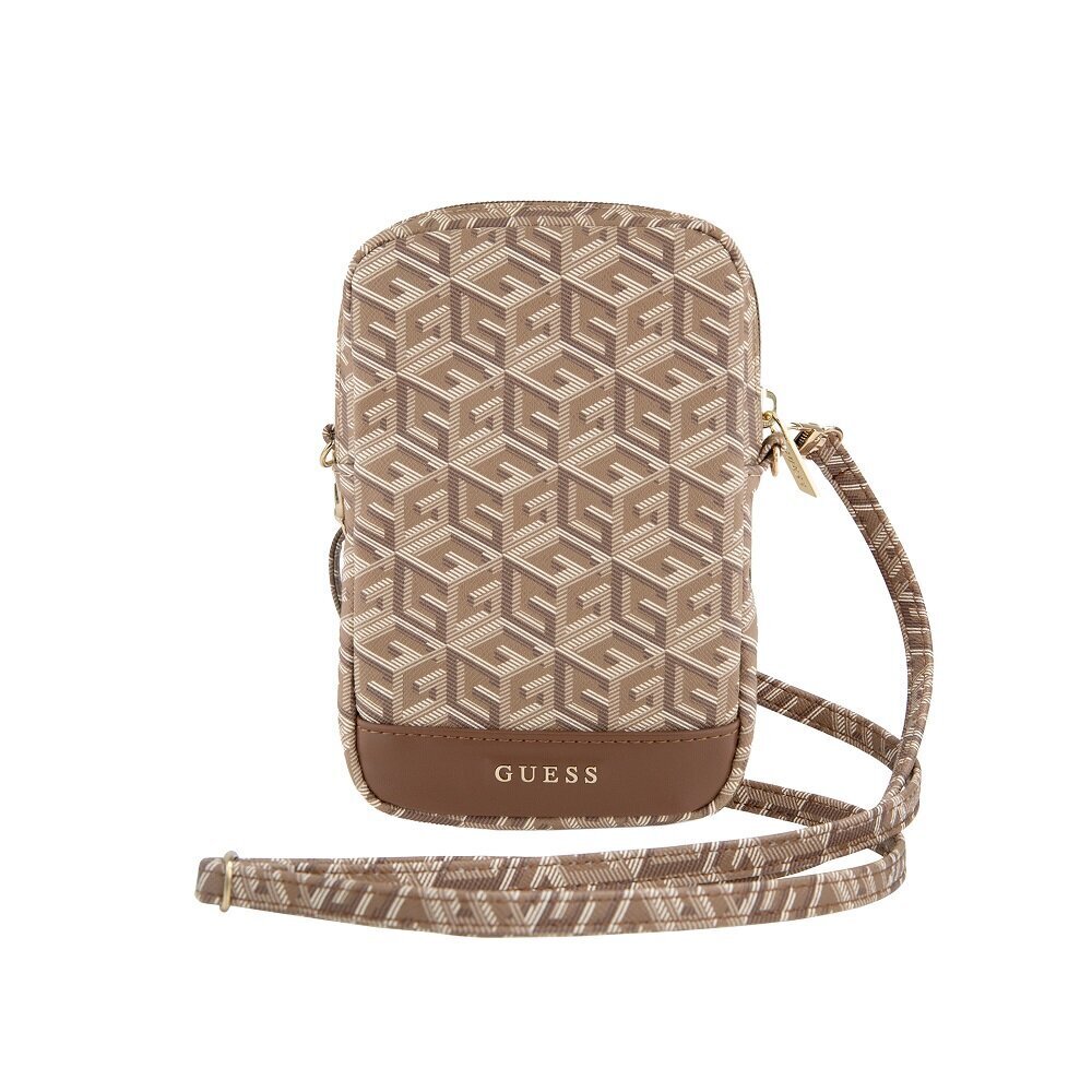 Guess PU G Cube Wallet Phone Bag Zipper Brown цена и информация | Telefonide kaitsekaaned ja -ümbrised | hansapost.ee