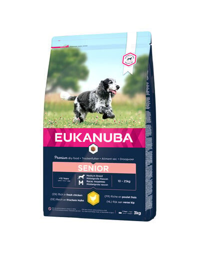 Eukanuba Caring Senior kuivtoit keskmist suurust täiskasvanud koertele, kanaga, 3 kg price and information | Koerte kuivtoit ja krõbinad | hansapost.ee