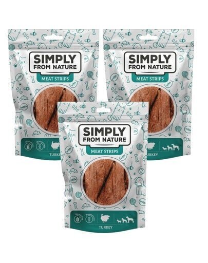 Simply From Nature Meat Strips kalkunilihaga, 3x80 g hind ja info | Koerte maiused | hansapost.ee