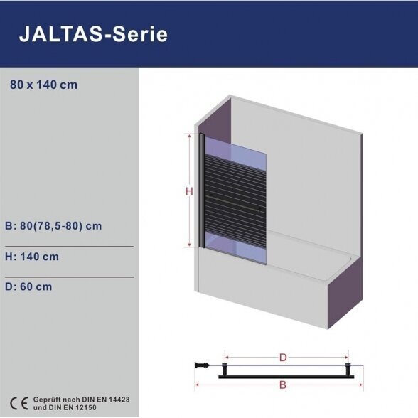 Vannisein AQUABATOS Jaltas B 80x140 hind ja info | Vannitoa lisatarvikud | hansapost.ee