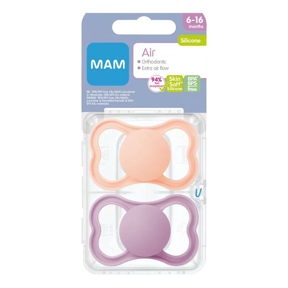 Lutt Mam Air Silicone Pink, 6-16 kuud, 2 tk. hind ja info |  Lutid | hansapost.ee