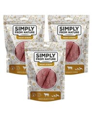 Simply From Nature Meat Strips veiseliha ja mustköömnetega, 3x80 g price and information | Dog treats | hansapost.ee