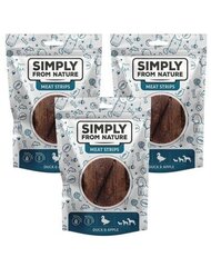 Simply From Nature Meat Strips с уткой и яблоком, 3х80 г цена и информация | Лакомства для собак | hansapost.ee