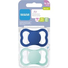 Lutt Mam Air Silicone Blue, 16-36 kuud, 2 tk. цена и информация | Пустышки | hansapost.ee