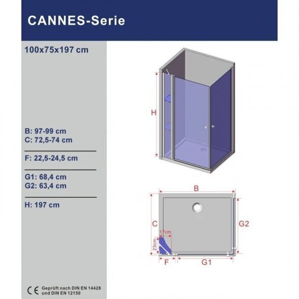 Dušikabiin Aquabatos Cannes 100x75x197 цена и информация | Dušikabiinid | hansapost.ee