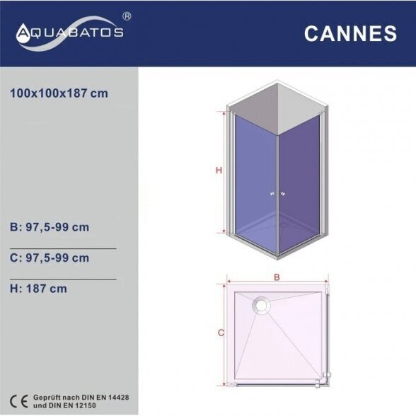 Dušikabiin Aquabatos Cannes 100x100x187 цена и информация | Dušikabiinid | hansapost.ee