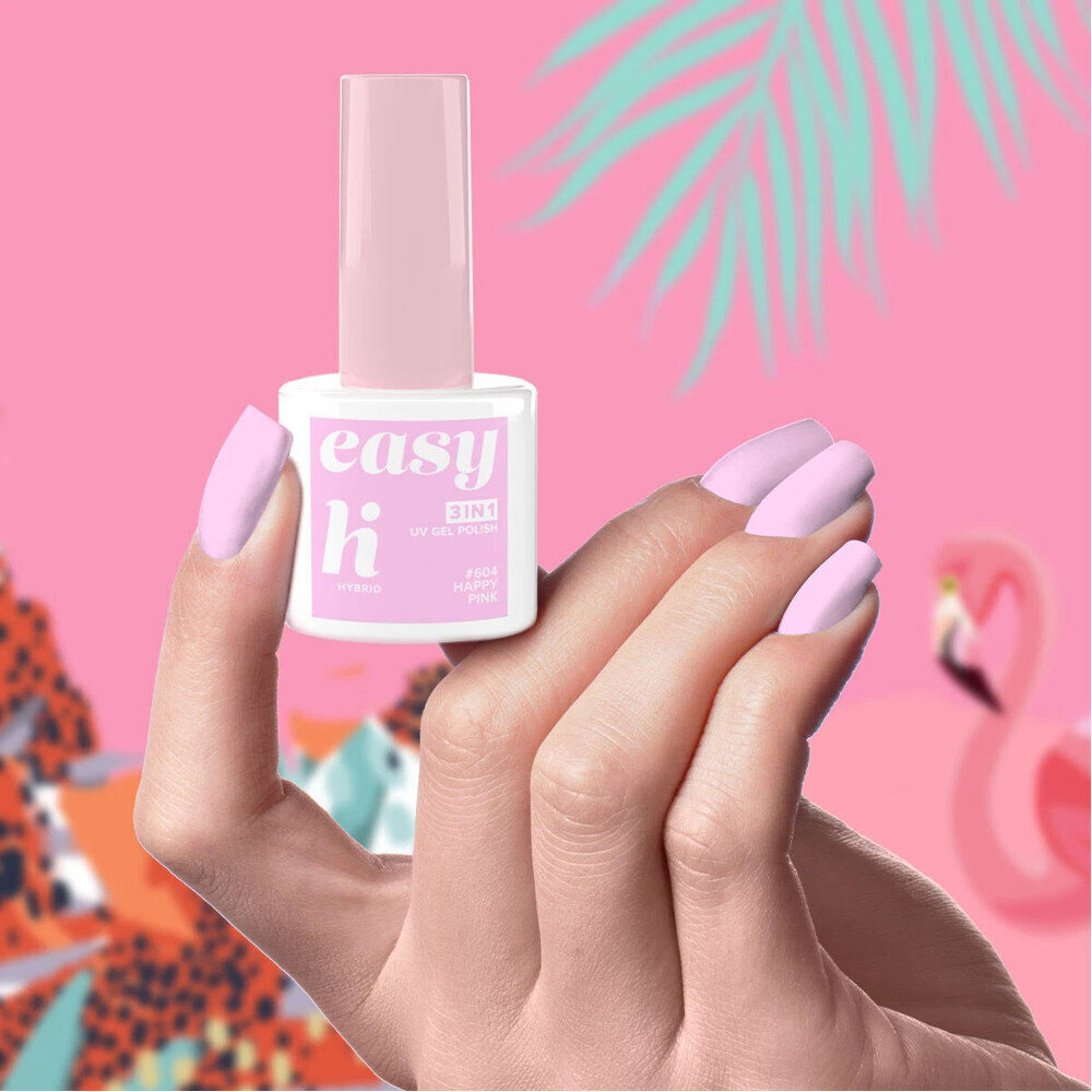 Hübriidküünelakk Hi Hybrid Easy 3 in 1 604 Happy Pink, 5 ml цена и информация | Küünelakid ja küünelakieemaldajad | hansapost.ee