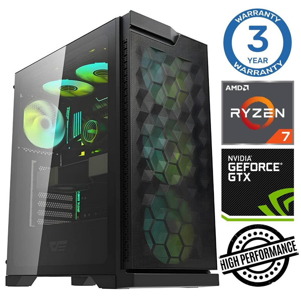 Intop Ryzen 7 5700X 16GB 250SSD M.2 NVME GTX1650 4GB no-OS hind ja info | Lauaarvutid | hansapost.ee