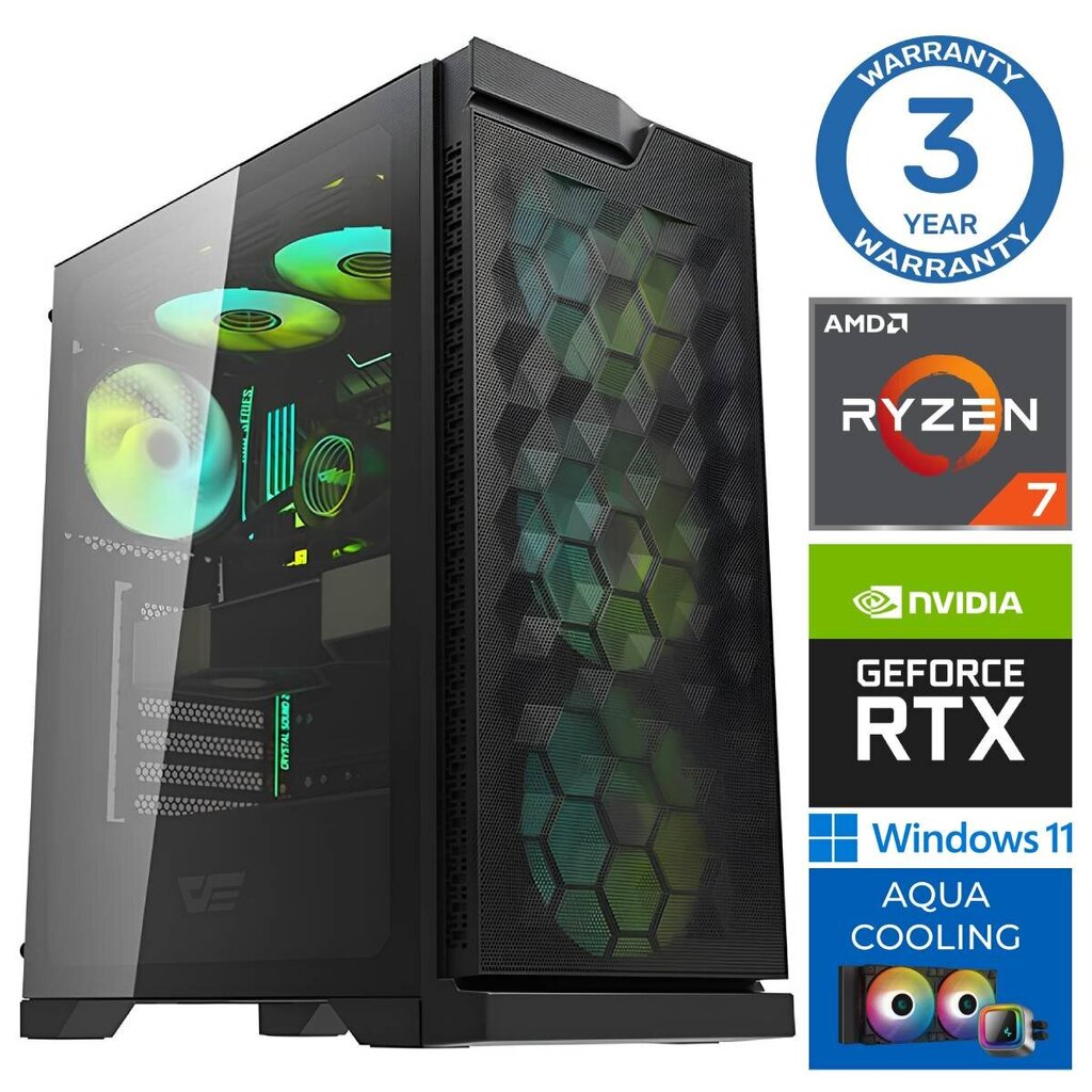 Intop Aqua Ryzen 7 7700X 32GB DDR5 500SSD M.2 NVME RTX4060Ti 8GB WIN11 цена и информация | Lauaarvutid | hansapost.ee