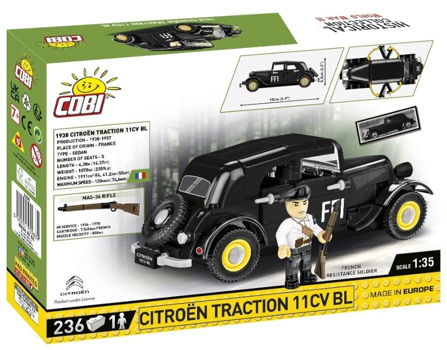 Konstruktor Cobi HC II maailmasõja Citroen Traction 11CV BL 2266, 236 tk hind ja info | Klotsid ja konstruktorid | hansapost.ee