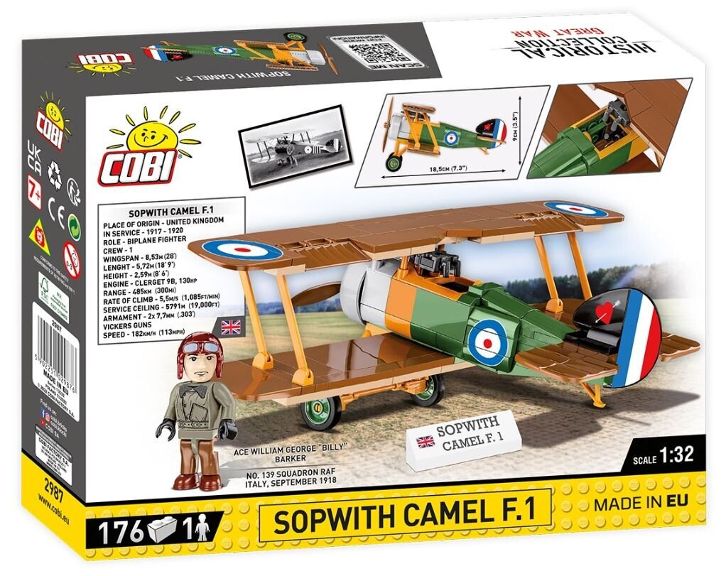 Konstruktor Cpbi HC GREAT WAR Sopwith.F.1 Camel 2987, 176 tk hind ja info | Klotsid ja konstruktorid | hansapost.ee